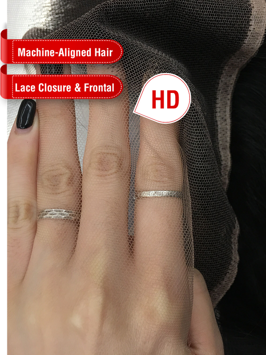 Machine-Aligned Hair Natural Color Lace Closure/Frontal