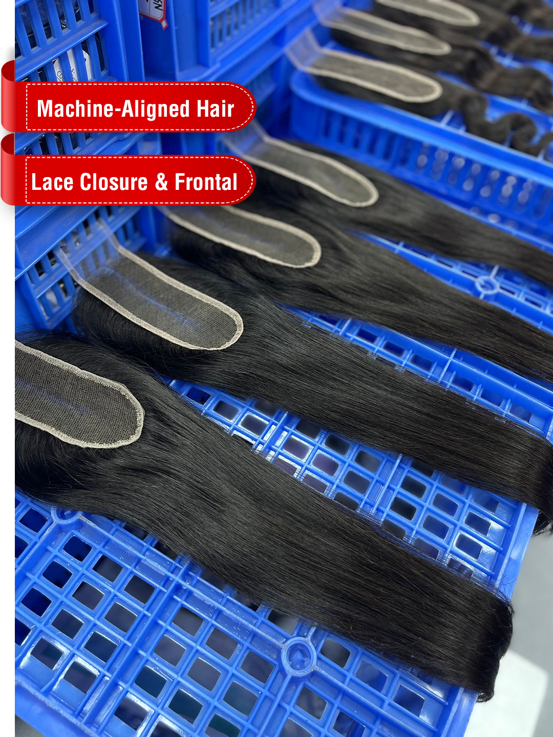 Machine-Aligned Hair Natural Color Lace Closure/Frontal