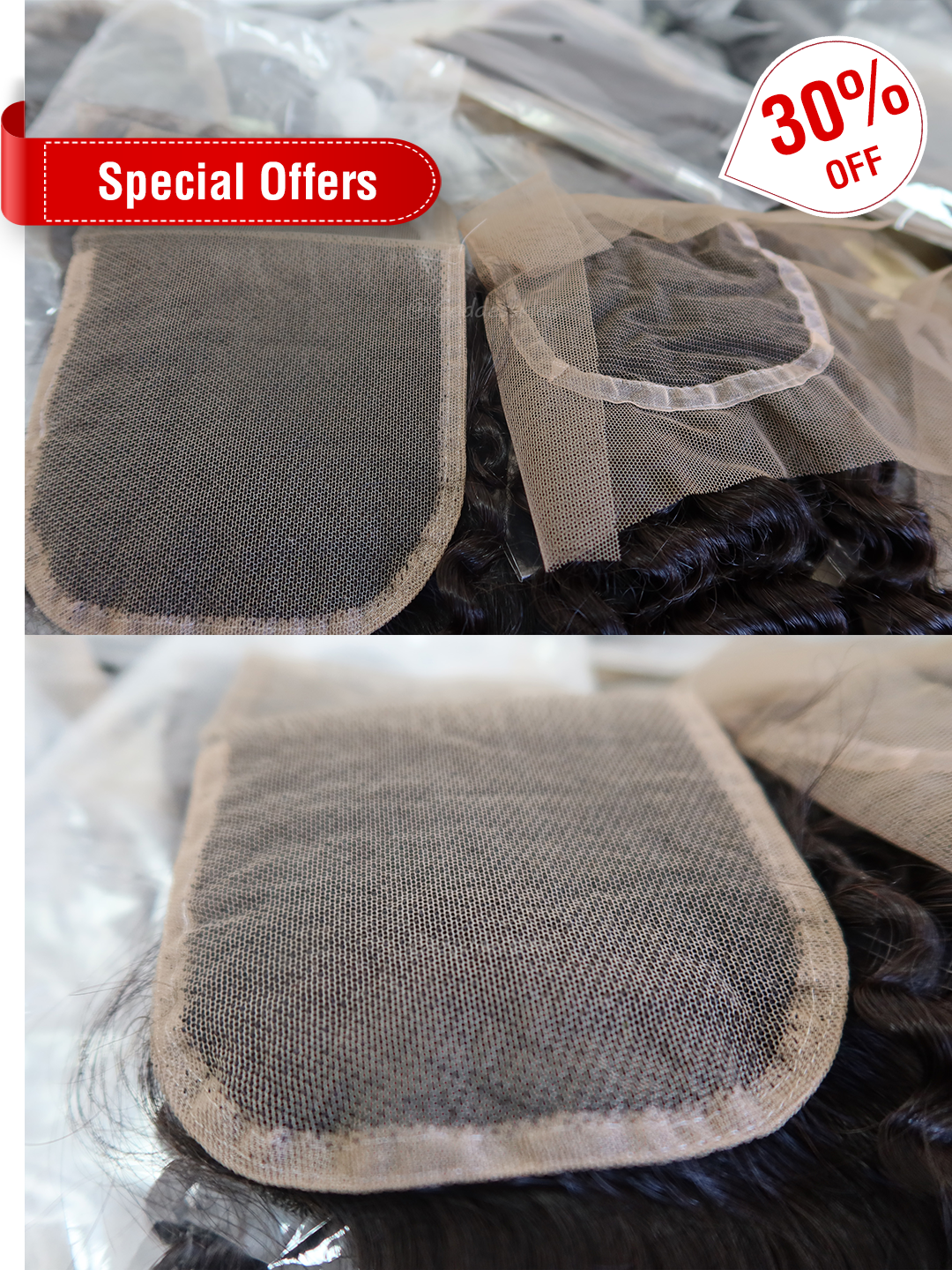 Ponytail Hair Natural Color Swiss Lace (Medium Brown) Lace Piece