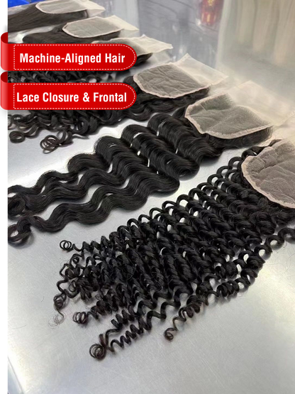 Machine-Aligned Hair Natural Color Lace Closure/Frontal