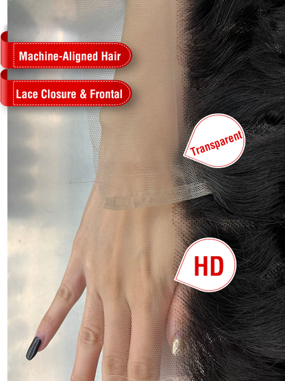 Machine-Aligned Hair Natural Color Lace Closure/Frontal