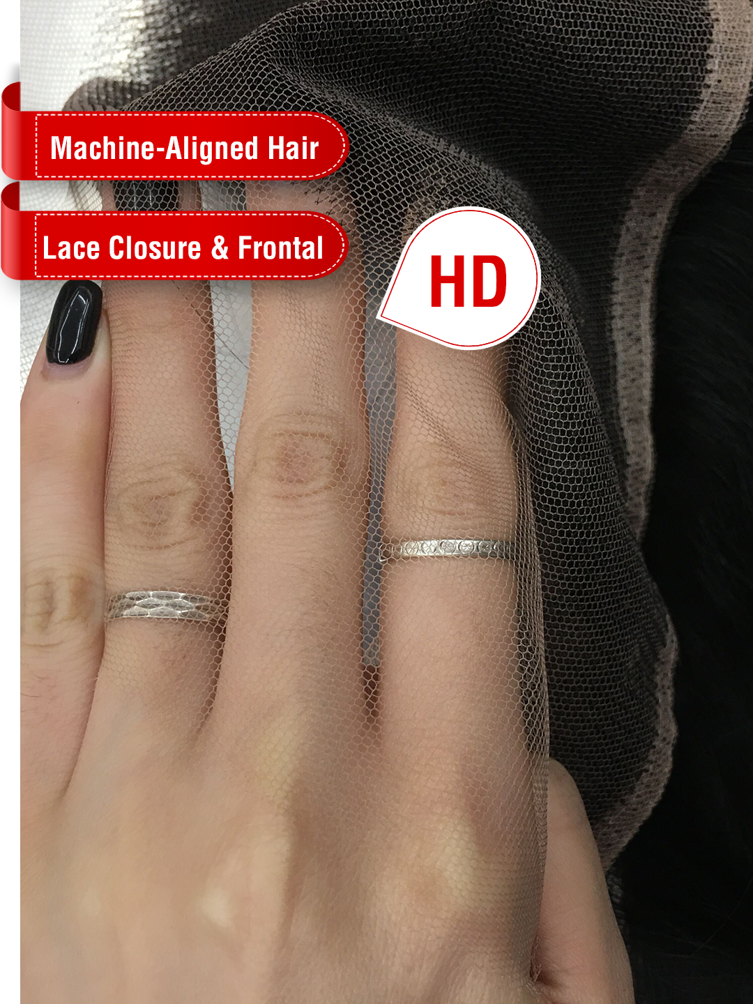 Machine-Aligned Hair Natural Color Lace Closure/Frontal