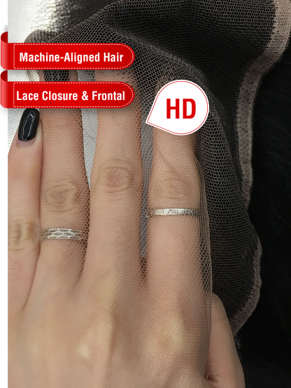 Machine-Aligned Hair Natural Color Lace Closure/Frontal
