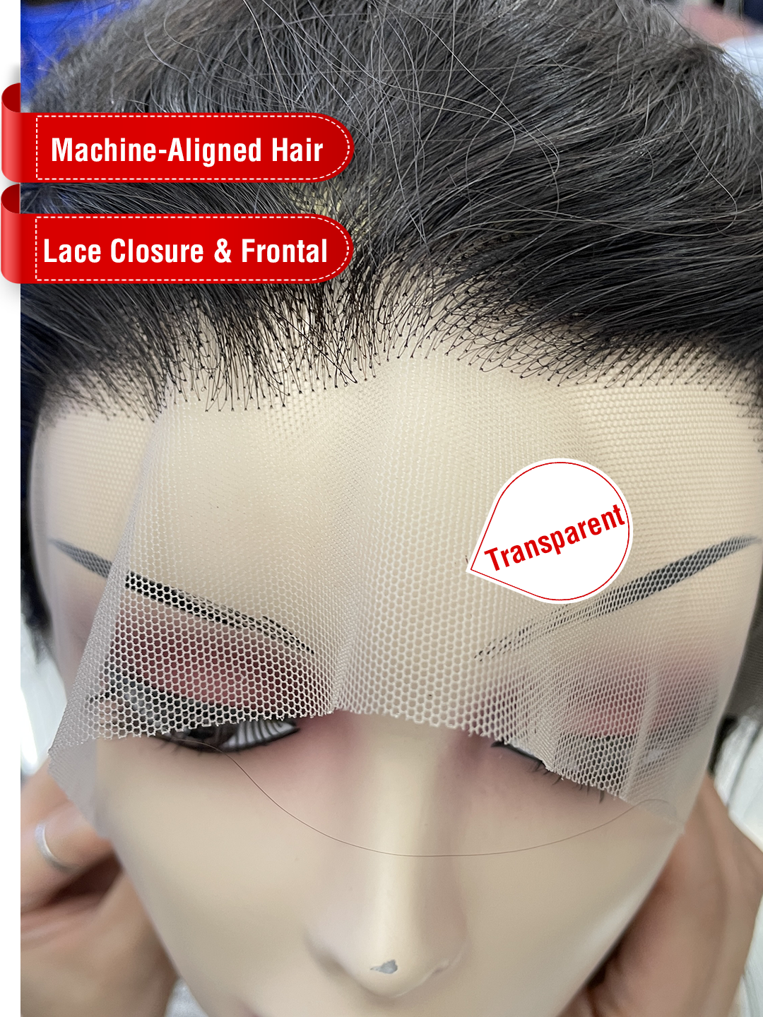 Machine-Aligned Hair Natural Color Lace Closure/Frontal