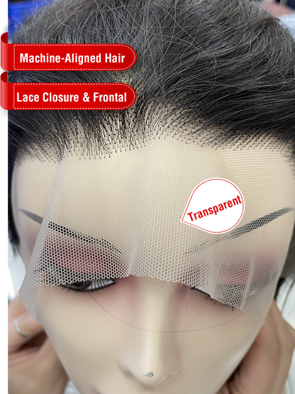 Machine-Aligned Hair Natural Color Lace Closure/Frontal