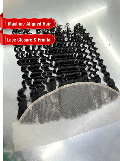 Machine-Aligned Hair Natural Color Lace Closure/Frontal