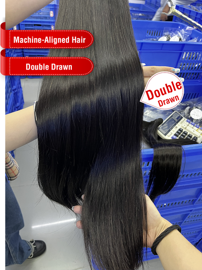 Machine-Aligned Hair Natural Color Bundle - Double Drawn
