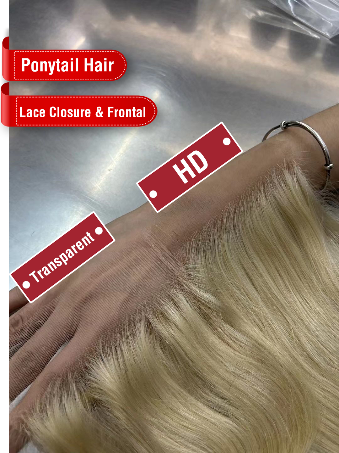 Ponytail Hair Color 613# Lace Closure/Frontal