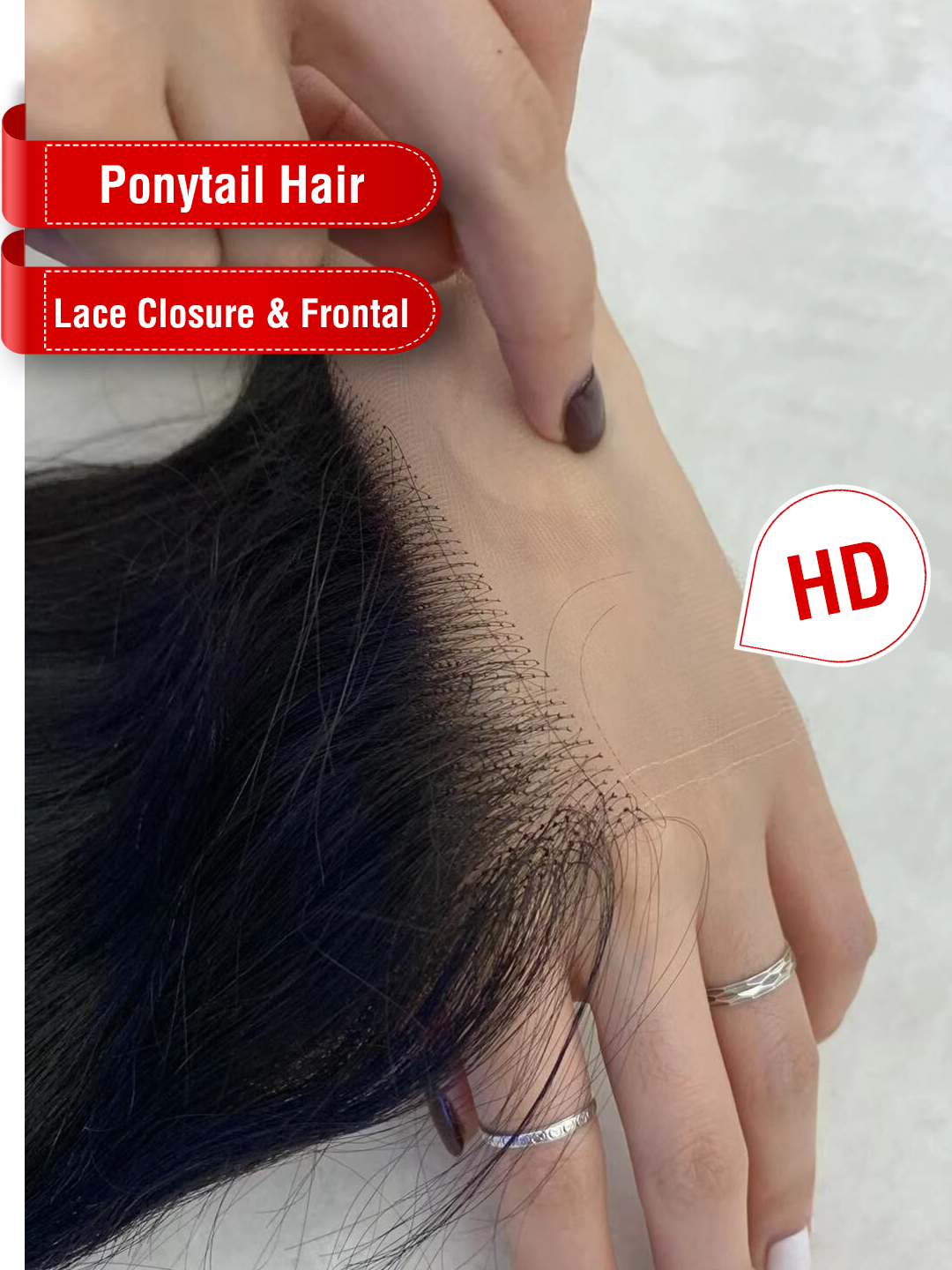 Ponytail Hair Natural Color Lace Closure/Frontal