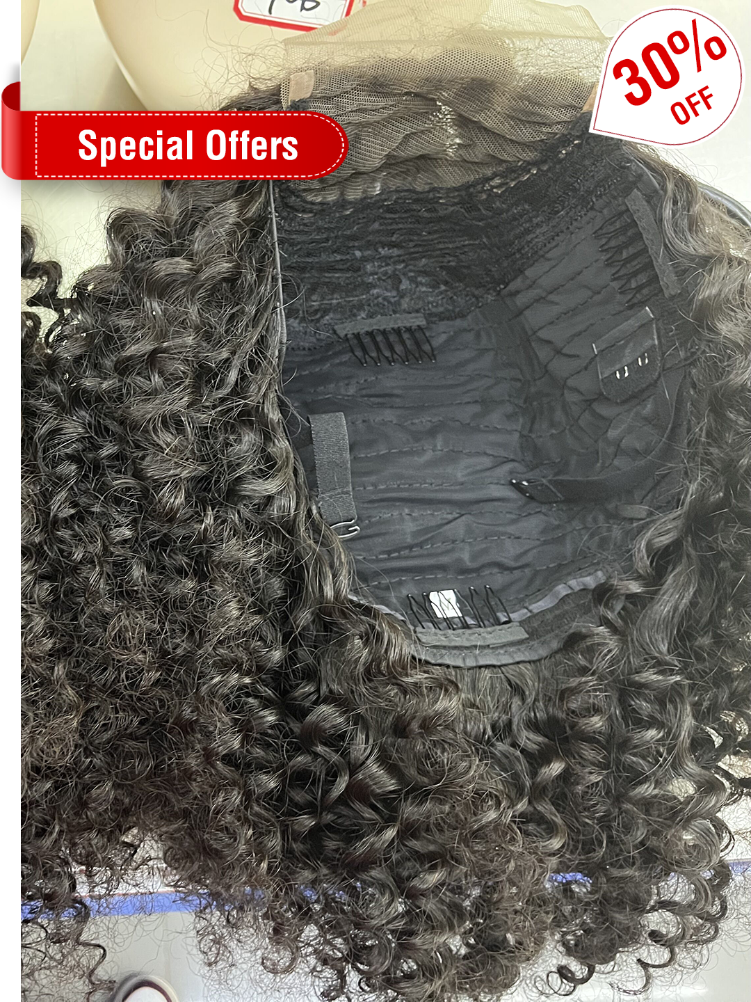 Ponytail Hair Natural Color Kinky Curly 4x4 Swiss Lace Closure Wig
