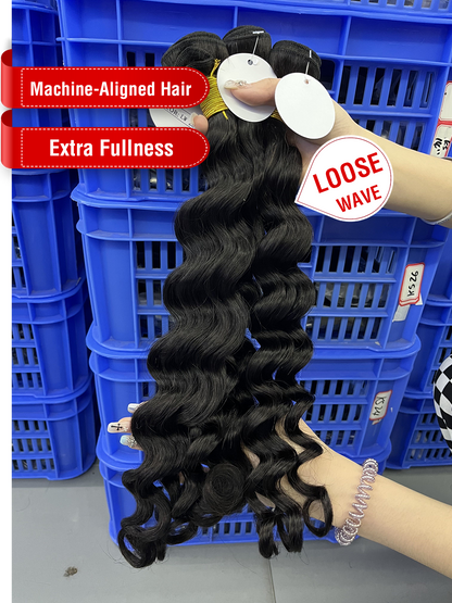 Machine-Aligned Hair Natural Color Bundle - Extra Fullness