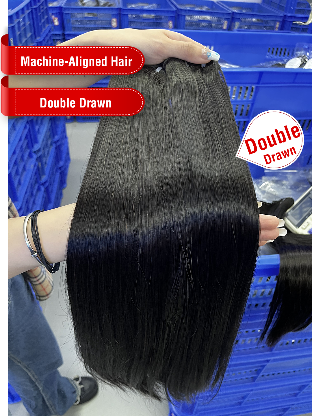 Machine-Aligned Hair Natural Color Bundle - Double Drawn