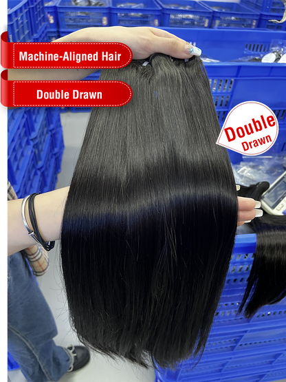 Machine-Aligned Hair Natural Color Bundle - Double Drawn