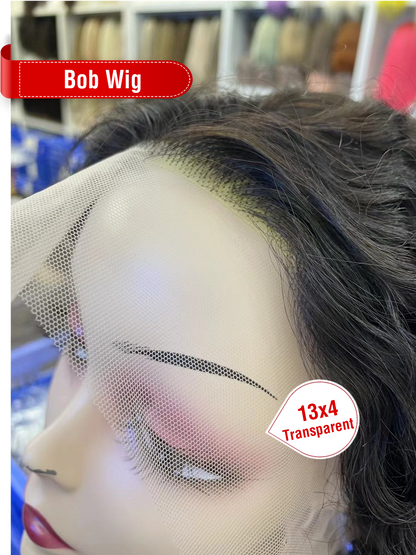 Natural Color 13x4 Transparent Lace Bob Wig